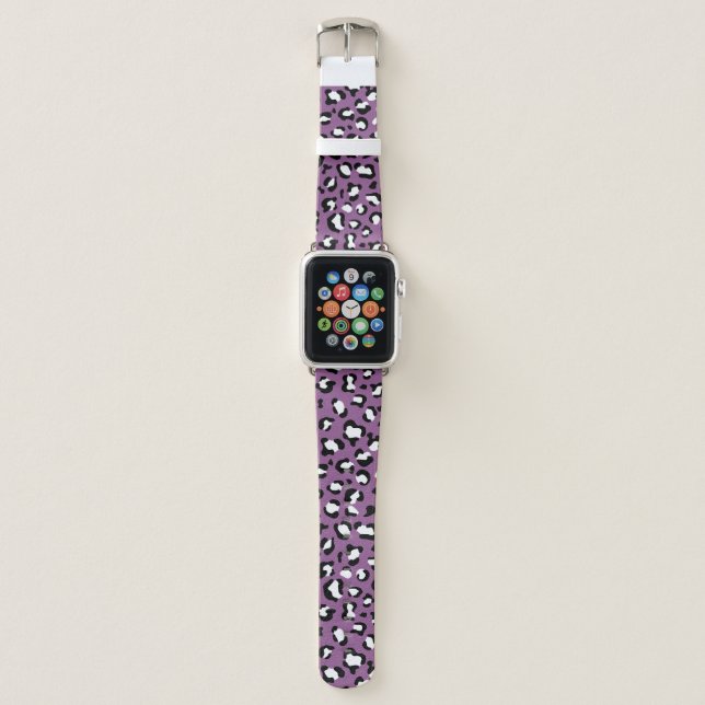 Leopard Pattern, Leopard Spots, Purple Leopard Apple Watch Band (Front)