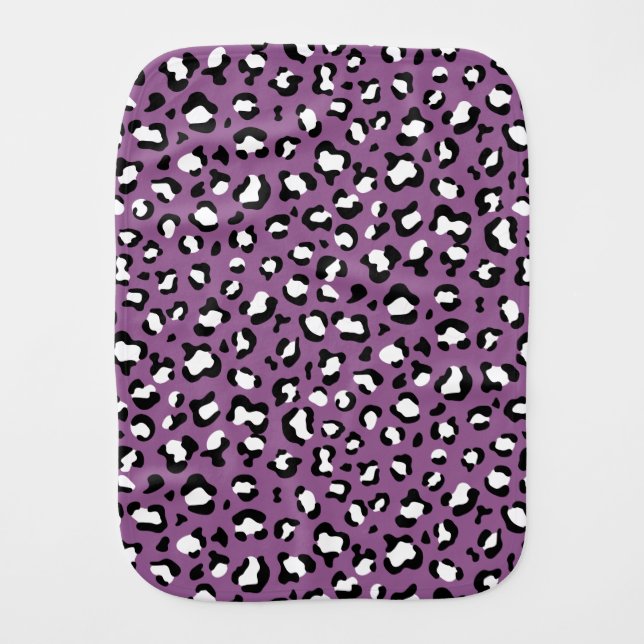 Leopard Pattern, Leopard Spots, Purple Leopard Baby Burp Cloth (Front)