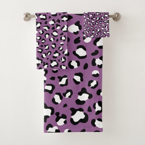 Leopard Pattern Leopard Spots Purple Leopard Bath Towel Set