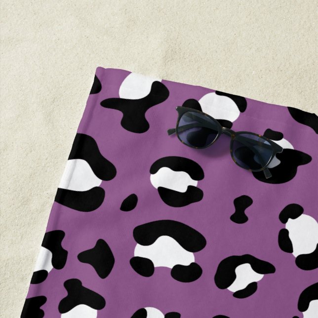 Leopard Pattern, Leopard Spots, Purple Leopard Beach Towel (In Situ)