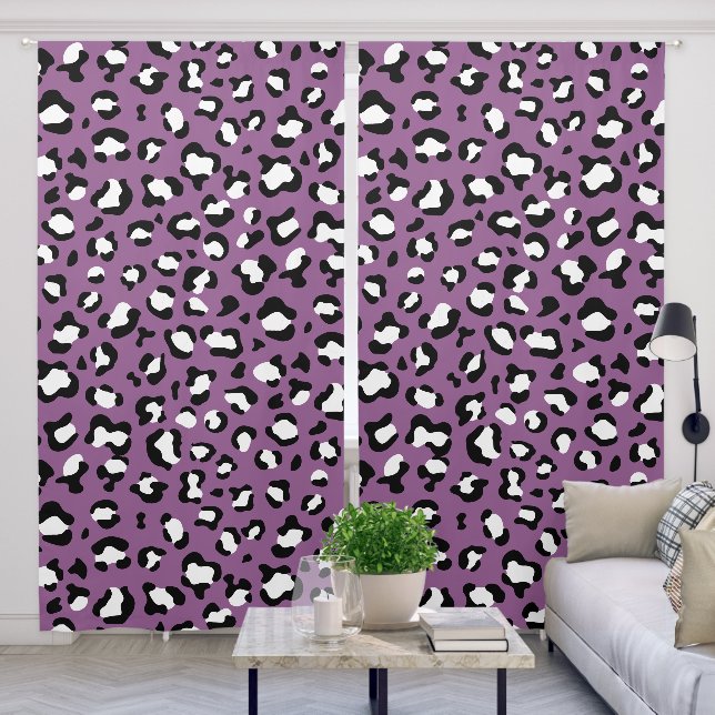 Leopard Pattern, Leopard Spots, Purple Leopard Blackout Curtains (Living Room)