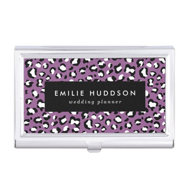 Leopard Pattern, Leopard Spots, Purple Leopard Business Card Case (Front)