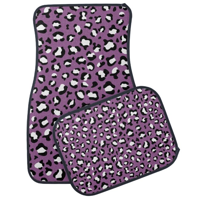 Leopard Pattern, Leopard Spots, Purple Leopard Car Floor Mat (Set)