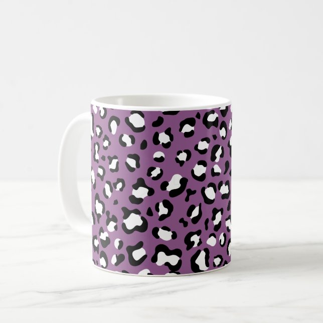 Leopard Pattern, Leopard Spots, Purple Leopard Coffee Mug (Front Left)