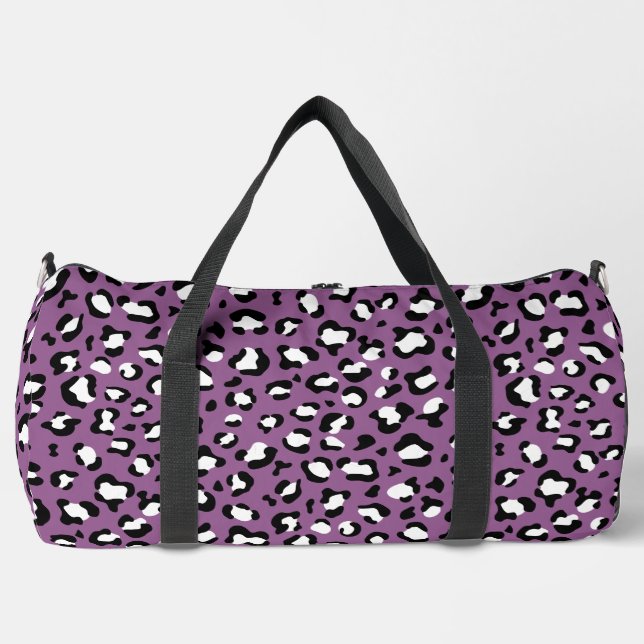 Leopard Pattern, Leopard Spots, Purple Leopard Duffle Bag (Front)