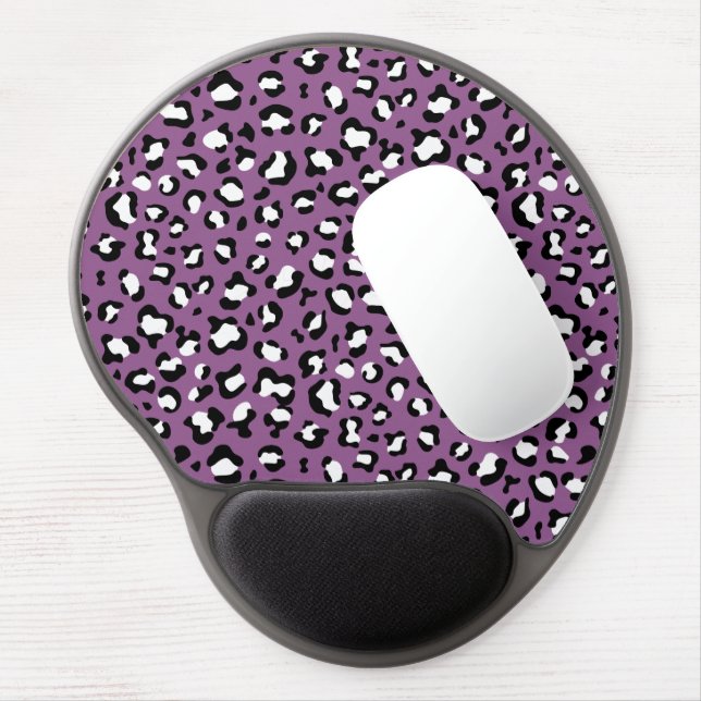 Leopard Pattern, Leopard Spots, Purple Leopard Gel Mouse Pad (Left Side)