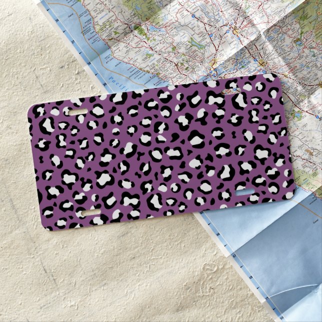 Leopard Pattern, Leopard Spots, Purple Leopard License Plate (In Situ)