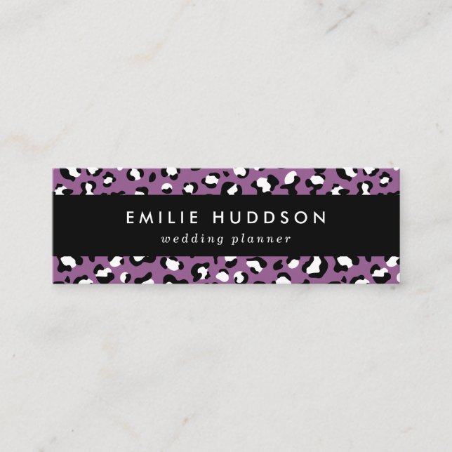Leopard Pattern, Leopard Spots, Purple Leopard Mini Business Card (Front)