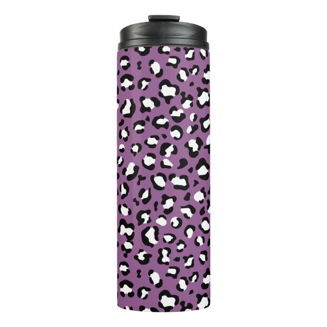 Leopard Pattern, Leopard Spots, Purple Leopard Thermal Tumbler (Front)