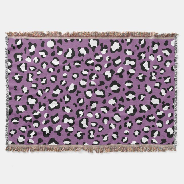 Leopard Pattern, Leopard Spots, Purple Leopard Throw Blanket (Front)