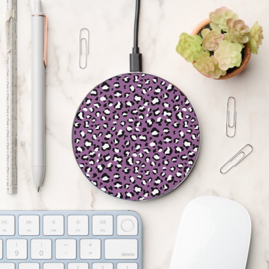 Leopard Pattern, Leopard Spots, Purple Leopard Wireless Charger (Desk)