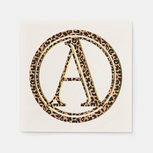Leopard Pattern Letter A Napkins (Front)