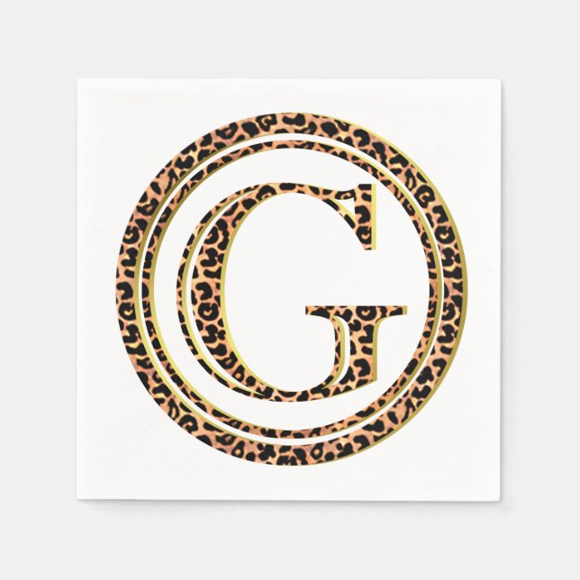 Leopard Pattern Letter "G" Napkins (Front)