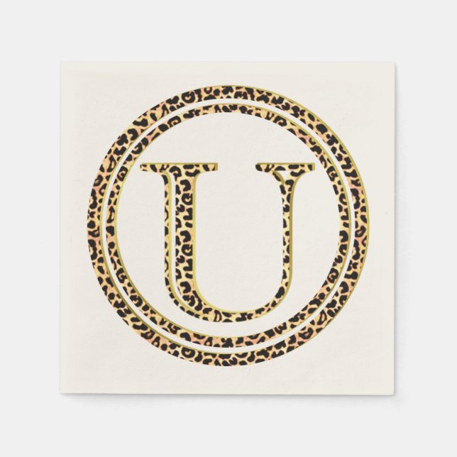 Leopard Pattern Letter "U" Napkins (Front)