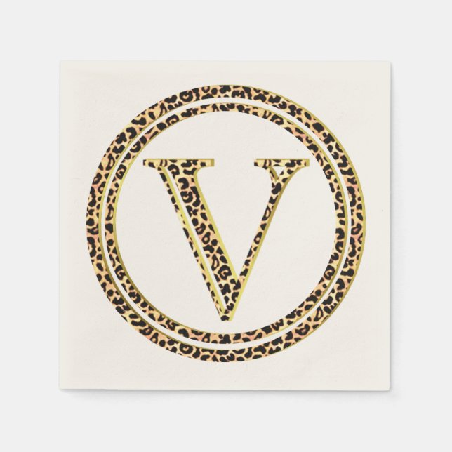 Leopard Pattern Letter "V" Napkins (Front)