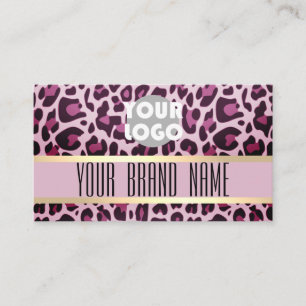 Leopard Pattern Logo Photo Opening Hours Lashes Business Card