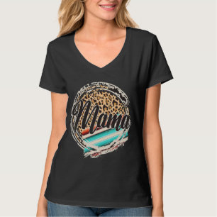 Leopard Pattern Mama Serape Print Cowgirl Rodeo Mo T-Shirt