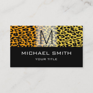 Leopard Pattern Modern Black Monogram #17 Business Card