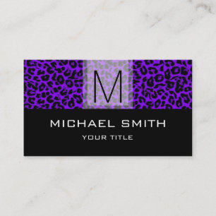 Leopard Pattern Modern Black Monogram #24 Business Card