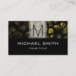 Leopard Pattern Modern Black Monogram #27 Business Card