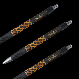 Leopard pattern monogram signature name pen