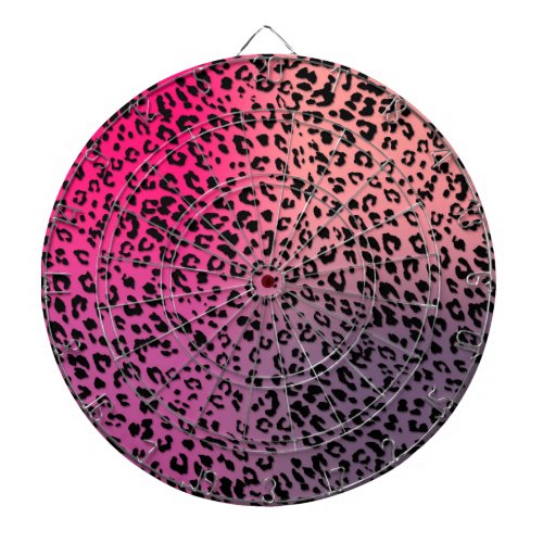 Leopard Pattern on Colorful Backdrop Dart Board