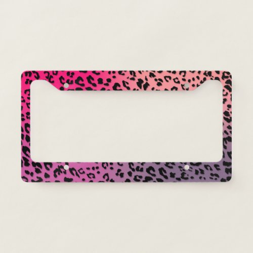 Leopard Pattern on Colorful Backdrop License Plate Frame