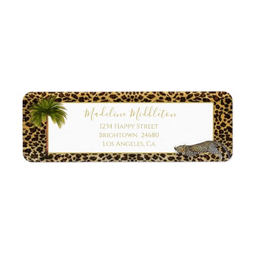 Leopard Pattern Palm Tree Tropical Personal Label
