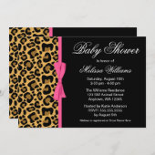 Leopard Pattern Pink Printed Ribbon Baby Shower Invitation (Front/Back)