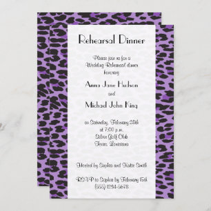 Leopard Pattern, Purple Leopard, Rehearsal Dinner Invitation