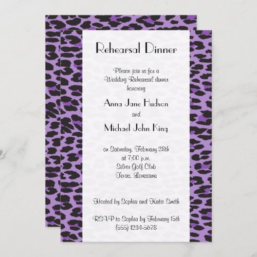 Leopard Pattern Purple Leopard Rehearsal Dinner Invitation