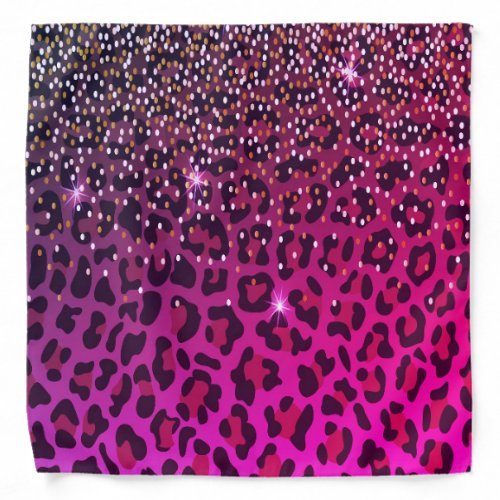 Leopard pattern purple pink sparkle bandana