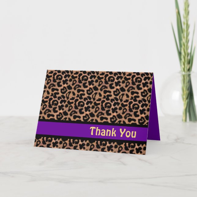 Leopard Pattern Purple Stripe Sweet 16 THANK YOU (Front)