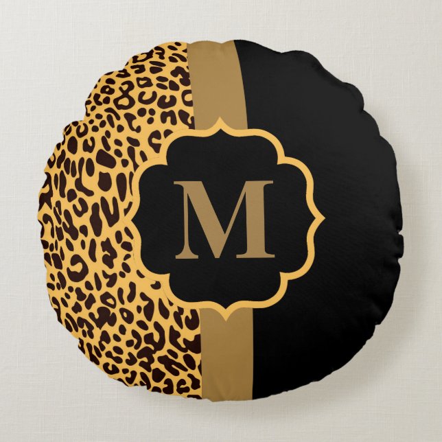 Leopard Pattern Round Pillow (Front)