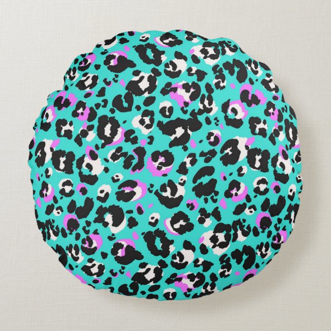 Leopard Pattern Round Pillow (Front)