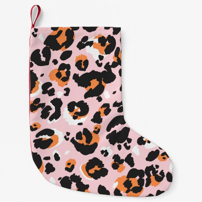 Leopard pattern seamless. Classic leo texture. Tre Small Christmas Stocking (Front)