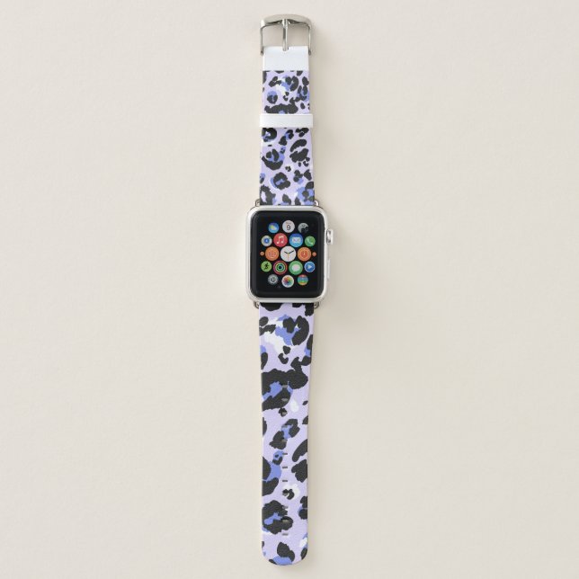 Leopard pattern seamless. Purple leo skin texture. Apple Watch Band (Front)