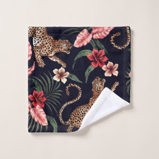 Leopard Pattern Shower Curtain Wash Cloth