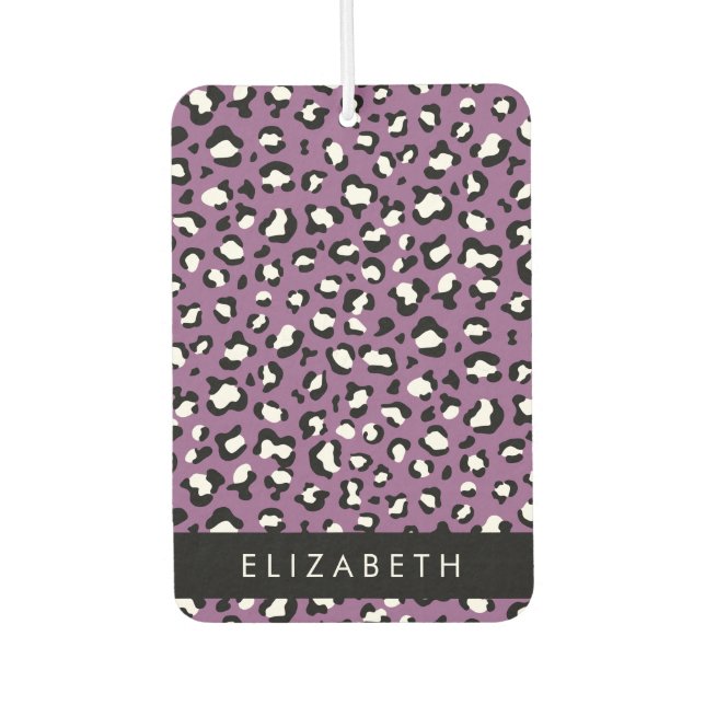 Leopard Pattern, Spots, Purple Leopard, Your Name Air Freshener (Front)