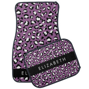 Leopard Pattern, Spots, Purple Leopard, Your Name Car Floor Mat
