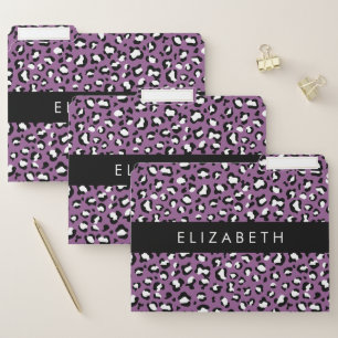 Leopard Pattern, Spots, Purple Leopard, Your Name File Folder