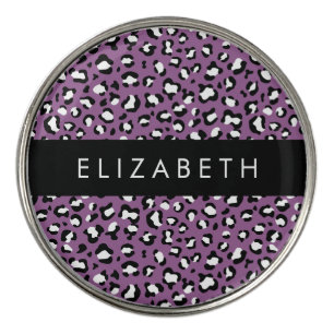 Leopard Pattern, Spots, Purple Leopard, Your Name Golf Ball Marker