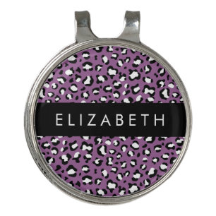 Leopard Pattern, Spots, Purple Leopard, Your Name Golf Hat Clip