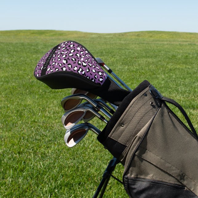 Leopard Pattern, Spots, Purple Leopard, Your Name Golf Head Cover (In Situ)