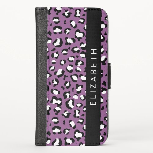 Leopard Pattern Spots Purple Leopard Your Name iPhone X Wallet Case