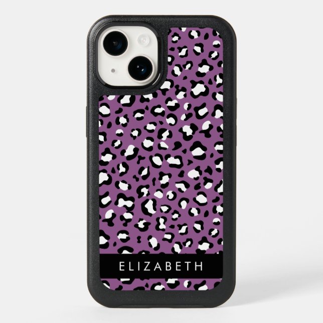 Leopard Pattern, Spots, Purple Leopard, Your Name Otterbox iPhone Case (Back)
