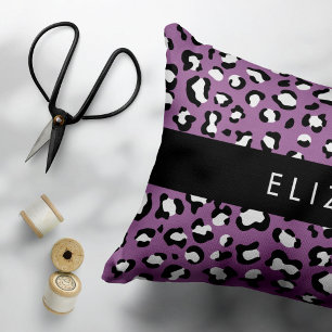 Leopard Pattern, Spots, Purple Leopard, Your Name Pillow Case