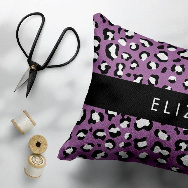 Leopard Pattern, Spots, Purple Leopard, Your Name Pillow Case (Creator Uploaded)
