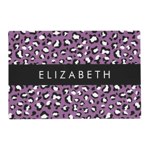 Leopard Pattern Spots Purple Leopard Your Name Placemat