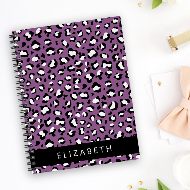 Leopard Pattern, Spots, Purple Leopard, Your Name Planner (Creator Uploaded)